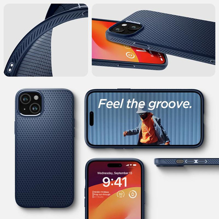 Spigen Liquid Air - Coque pour iPhone 15 (Bleu marine)