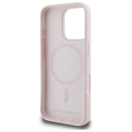 Karl Lagerfeld Silikon Doppelköpfe drucken MagSafe - iPhone 16 Pro Max Hülle (rosa)
