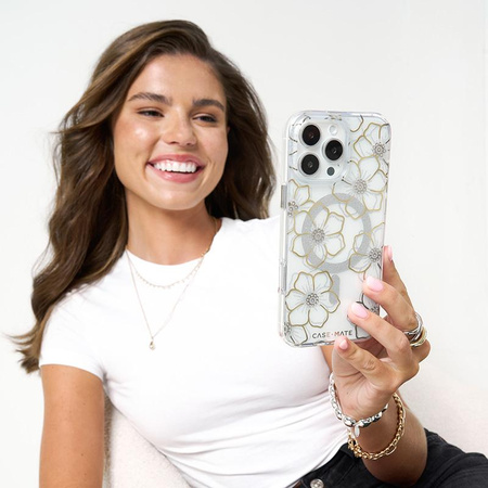 Case-Mate Floral Gems MagSafe - Pouzdro pro iPhone 16 Pro Max (Gold)