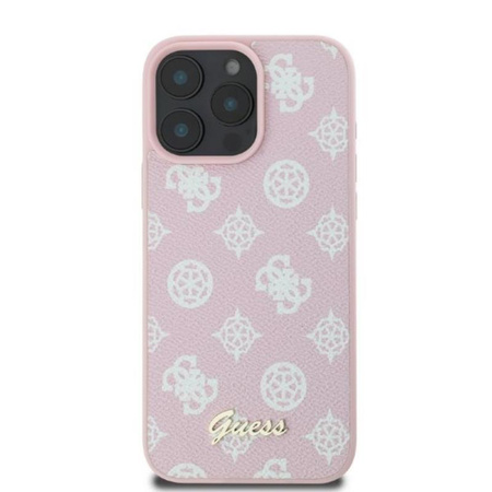 Pouzdro Guess Peony Script MagSafe - iPhone 16 Pro Max (růžové)