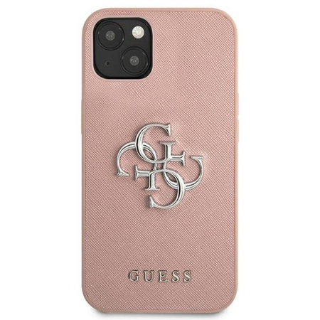 Guess Saffiano 4G Big Silver Logo - iPhone 13 mini case (pink)