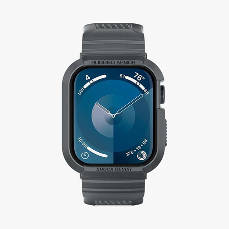 Spigen Rugged Armor Pro - Bracelet avec étui pour Apple Watch 4/5/6/7/8/9/SE 44/45 mm (Gris foncé)