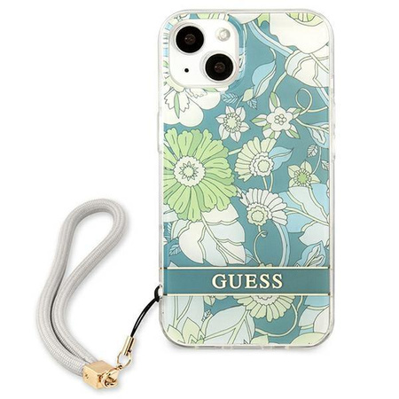 Guess Flower Cord - kryt pro iPhone 13 (zelený)