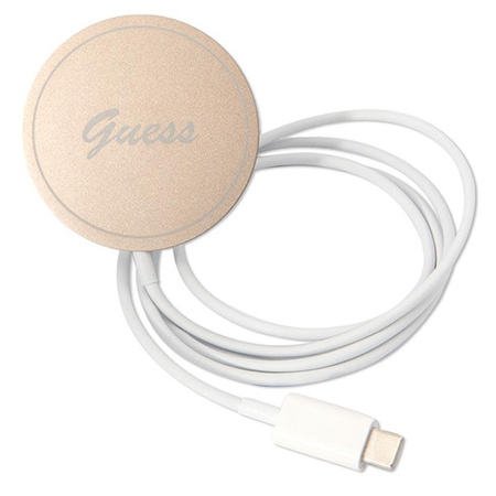 Guess Bundle Pack MagSafe IML Marble - MagSafe iPhone 14 Plus case + charger set (black/gold)