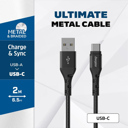 Energizer Ultimate - Propojovací kabel USB-A na USB-C 2 m (černý)