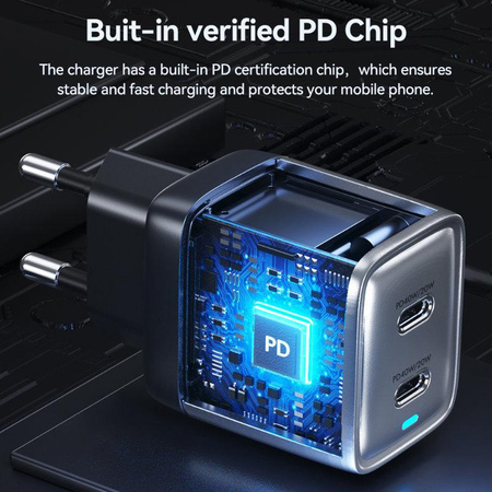 WEKOME WP-U02 Mecha Series - 2x USB-C Super Fast Charger GaN 40W síťová nabíječka (stříbrná)