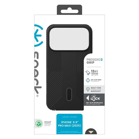 Speck Presidio2 Grip ClickLock & MagSafe Hülle für iPhone 17 Pro Max (Schwarz / Grau / Weiß)