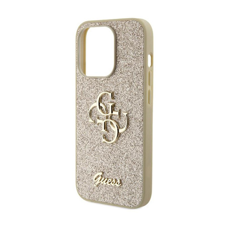 Pouzdro Guess Glitter Script Big 4G - iPhone 15 Pro Max (zlaté)