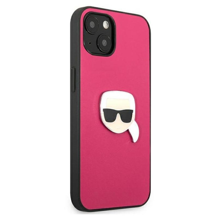 Karl Lagerfeld PU Leather Karl's Head Metal - Etui iPhone 13 mini (różowy)