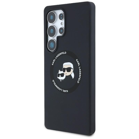 Karl Lagerfeld Silikon Doppelköpfe und Kreis MagSafe - Samsung Galaxy S25 Ultra Case (schwarz)