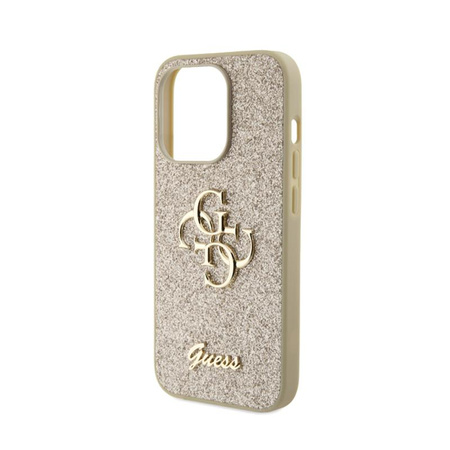 Pouzdro Guess Glitter Script Big 4G - iPhone 15 Pro (zlaté)