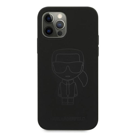 Karl Lagerfeld Silikon Ikonik Outline - iPhone 12 / iPhone 12 Pro Tasche (schwarz)