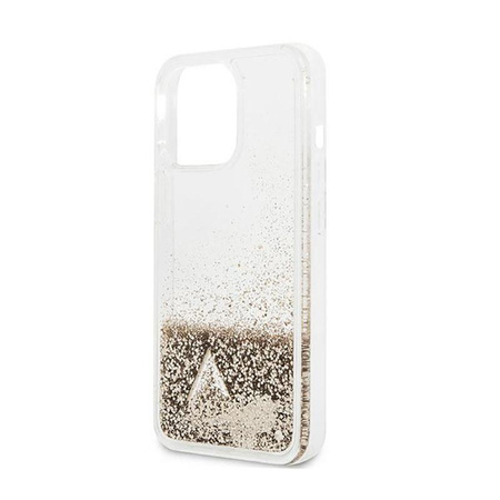 Guess Liquid Glitter Charms - Coque iPhone 13 Pro Max (Or)