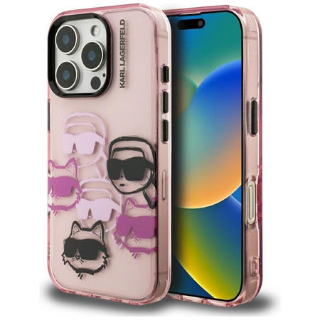 Karl Lagerfeld IML Multi K&C Head Pattern – Hülle für iPhone 16 Pro Max (rosa)