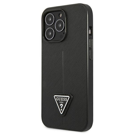 Guess Saffiano háromszög logós tok - iPhone 13 Pro Max tok (fekete)