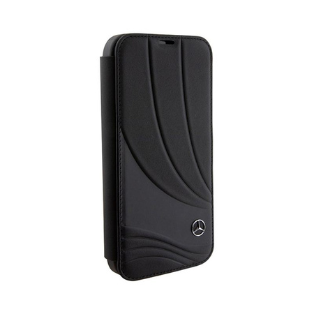 Mercedes Booktype Étui en cuir à motif de vagues - iPhone 15 Pro Case (noir)