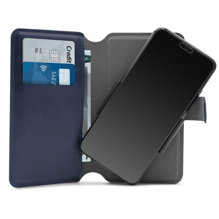 PURO Universal Wallet 360° - Universal swivel case with card pockets, size XL (navy blue)