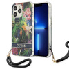 Guess Flower Cord - Etui avec dragonne iPhone 13 Pro (Bleu)