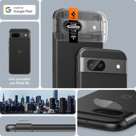 Spigen Optik.TR EZ Fit Kamera-Objektivschutz 2er-Pack - Objektivschutzglas für Google Pixel 8A (2 Stück) (Schwarz)