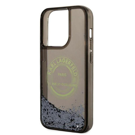 Karl Lagerfeld Liquid Glitter Round RSG Logo Case - iPhone 14 Pro tok (fekete)