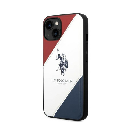 US Polo Assn Tricolor Embossed - pouzdro pro iPhone 14 Plus (bílé)