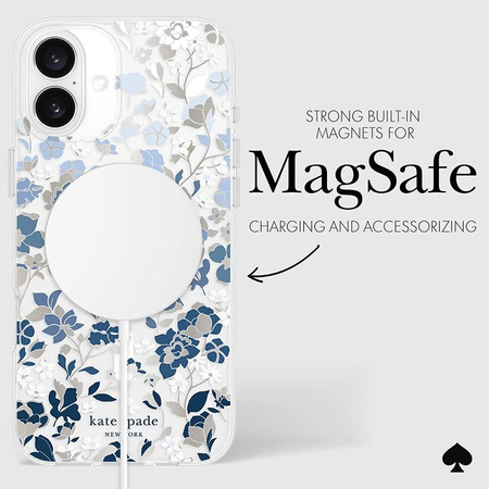 Kate Spade New York Protective Gems MagSafe - iPhone 16 Plus tok (virágágyás kék)