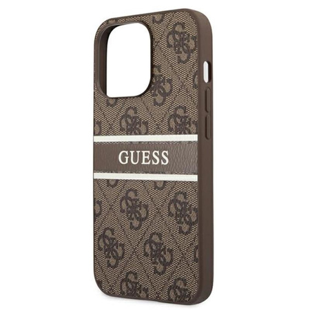 Guess 4G Printed Stripe - pouzdro pro iPhone 13 Pro (hnědé)