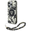 Guess Palm Trees Triangle Pearl Strap MagSafe - Etui do iPhone 16 Pro (czarny)
