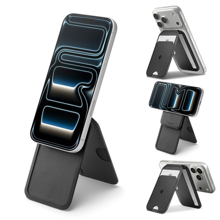 Spigen S314-2 Slim Fold Tripod MagSafe - Magnetic Wallet with Stand Function (Black)
