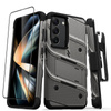 ZIZO BOLT sorozat - Samsung Galaxy S23 páncélozott tok 9H üveggel a képernyőhöz + tartó állvánnyal (szürke)