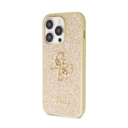 Pouzdro Guess Glitter Script Big 4G - iPhone 14 Pro (zlaté)