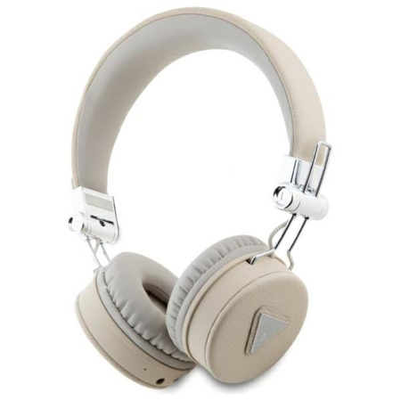 Guess Grained Classic Round Shape - Casque intra-auriculaire sans fil Bluetooth ENC (beige)