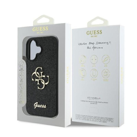 Pouzdro Guess Fixed Glitter Big 4G - iPhone 16 Plus (černé)