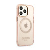 Guess Gold Outline Transluzentes MagSafe - Hülle für iPhone 13 Pro (Pink)