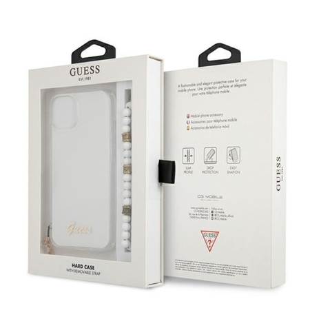 Guess fehér gyöngyház szíj - iPhone 13 Mini tok (átlátszó)