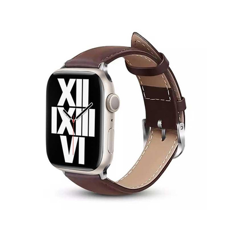 Crong Noble Band - Naturlederarmband für Apple Watch 38/40/41 mm (Espresso)