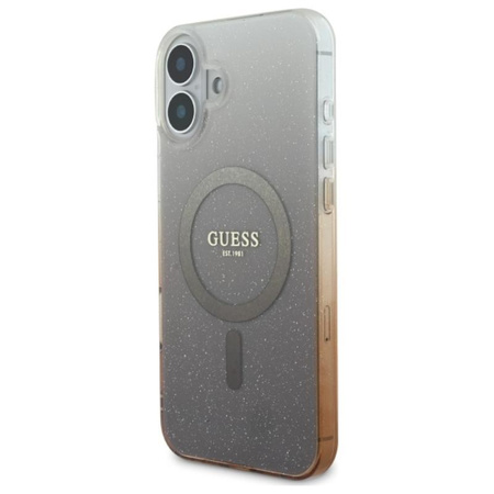 Guess IML Glitter Gradient MagSafe - pouzdro pro iPhone 16 (hnědé)