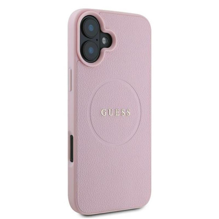 Guess Anneau Grainé MagSafe - Coque iPhone 16 Plus (rose)