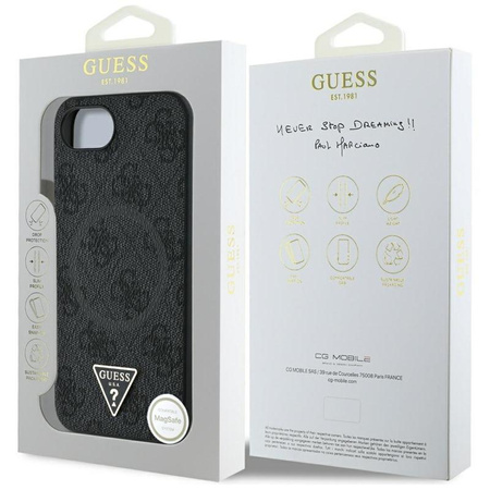 Guess 4G Ring Triangle Logo MagSafe - tok iPhone 16e készülékhez (fekete)