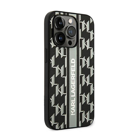 Karl Lagerfeld Monogram Stripe - iPhone 14 Pro Case (gray)