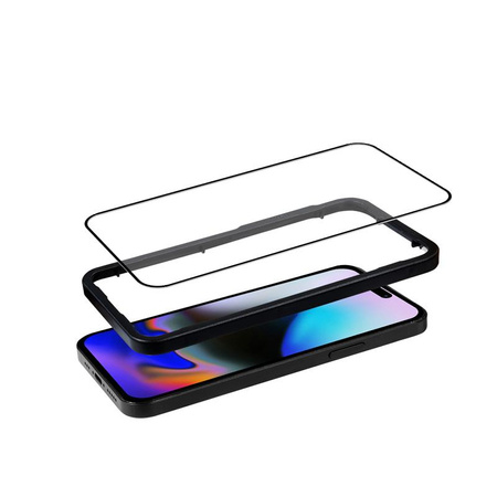 Crong Verre armé 3D antibactérien - Verre trempé 9H Full Glue pour iPhone 16 Pro Max + cadre d'installation