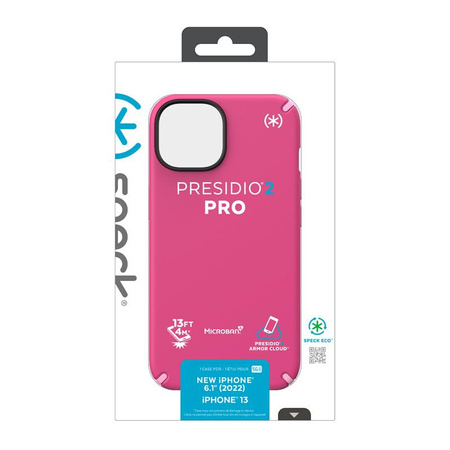 Speck Presidio2 Pro - Antibacterial case for iPhone 14 / iPhone 13 (Digitalpink / Blossompink / White)