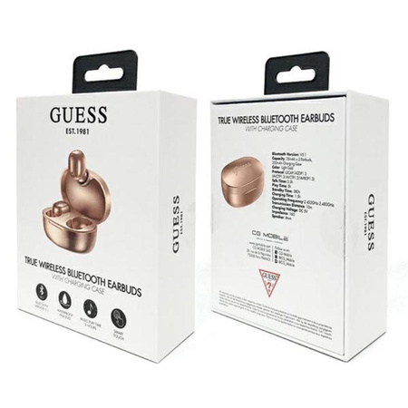 Guess Script Logo - Słuchawki Bluetooth TWS + etui ładujące (złoty)