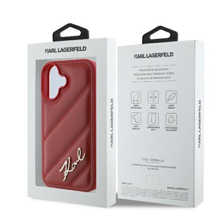 Karl Lagerfeld Quilted Signature - Hülle für iPhone 16 (rot)