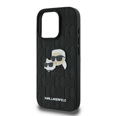 Karl Lagerfeld Monogram Karl & Chaoupette Head Pin - pouzdro pro iPhone 16 Pro Max (černé)