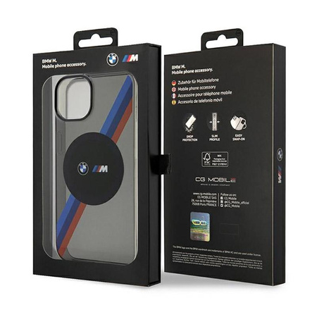 BMW Tricolor Stripes MagSafe - pouzdro pro iPhone 14 (šedé)