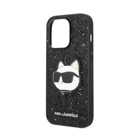 Karl Lagerfeld NFT Glitter Choupette Patch - pouzdro pro iPhone 14 Pro (černé)