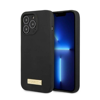 Guess Silicone Logo Plate MagSafe - iPhone 13 Pro Max Case (noir)