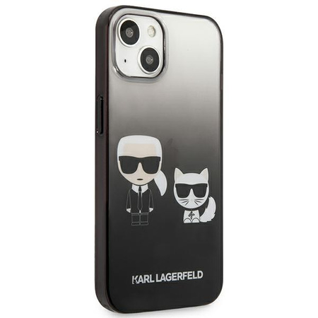 Karl Lagerfeld Gradient Ikonik Karl & Choupette - pouzdro na iPhone 13 mini (černé)