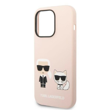 Karl Lagerfeld Flüssigsilikon Karl & Choupette MagSafe - iPhone 14 Pro Max Hülle (rosa)